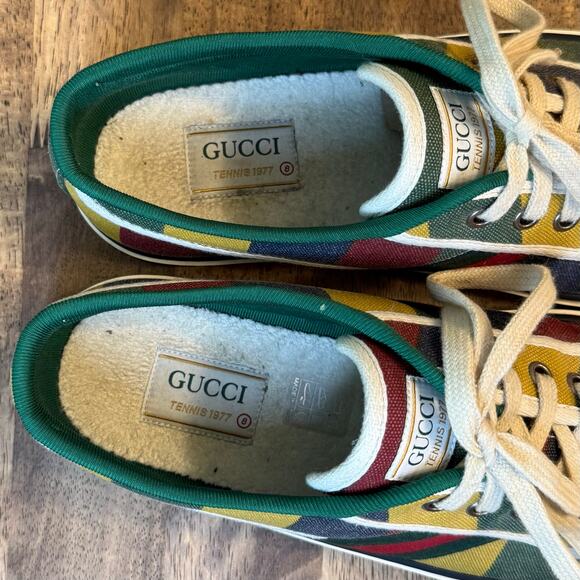 Gucci Tennis 100 1977 Canvas Colorblock Low Top Sneaker Shoes Men’s Size 8 - Picture 9 of 11